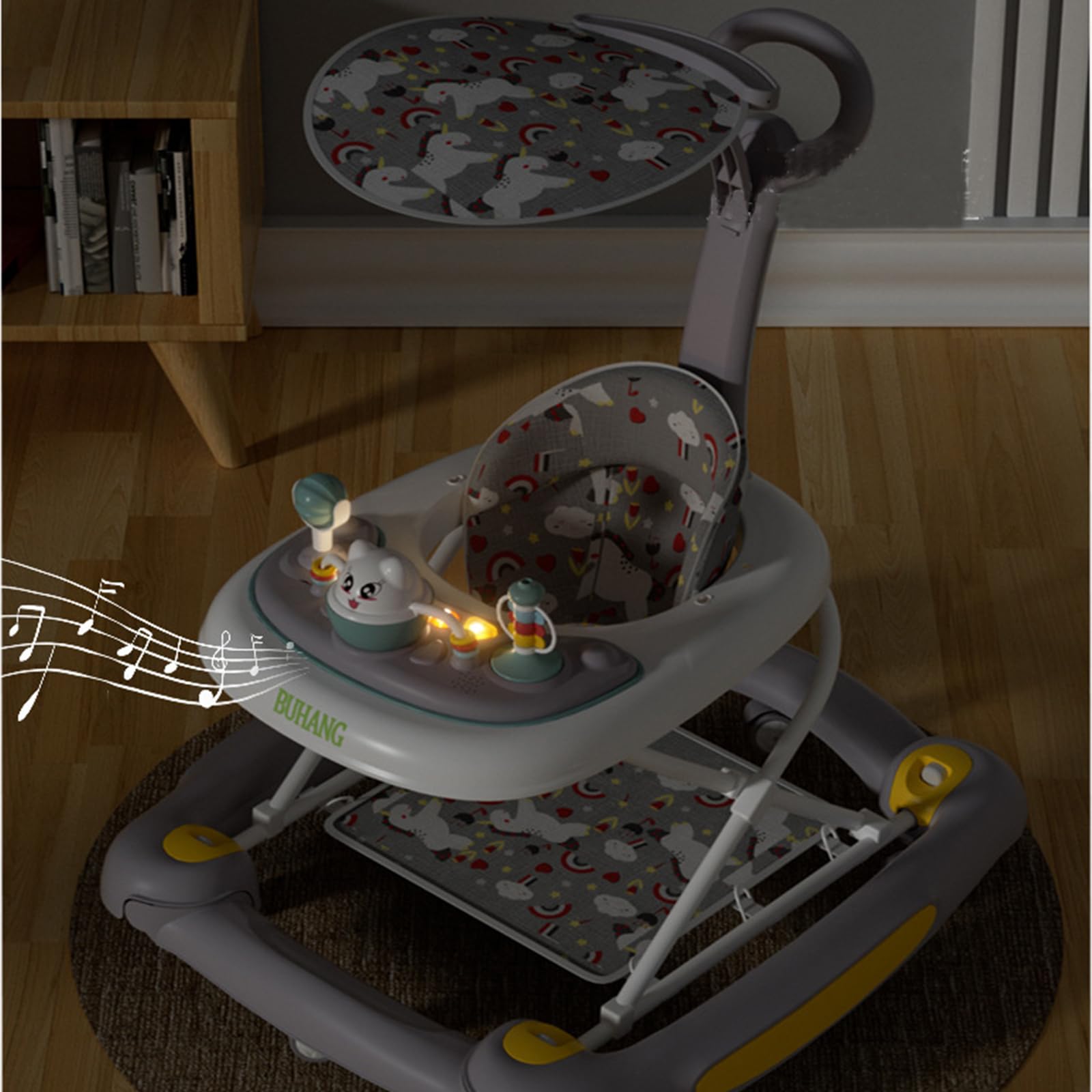 4 in 1 Baby Walker with Wheels - Adjustable Height, Music, Lights & Rocker Mode | Activity Walker & Bouncer Combo for Boys & Girls 6-24 Months | Perfect for Learning to Walk, Playtime & Indoor Entertainment