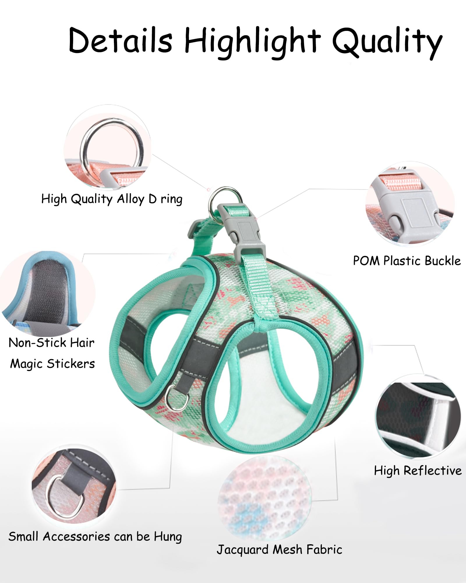 No-Pull Dog Harness for Small & Medium Dogs - Adjustable Step-in Cat Harness & Leash Set - Puppy Harness for Small Breeds - XS to M Sizes - Perfect for Walking, Training & Outdoor Adventures (Green, Medium)