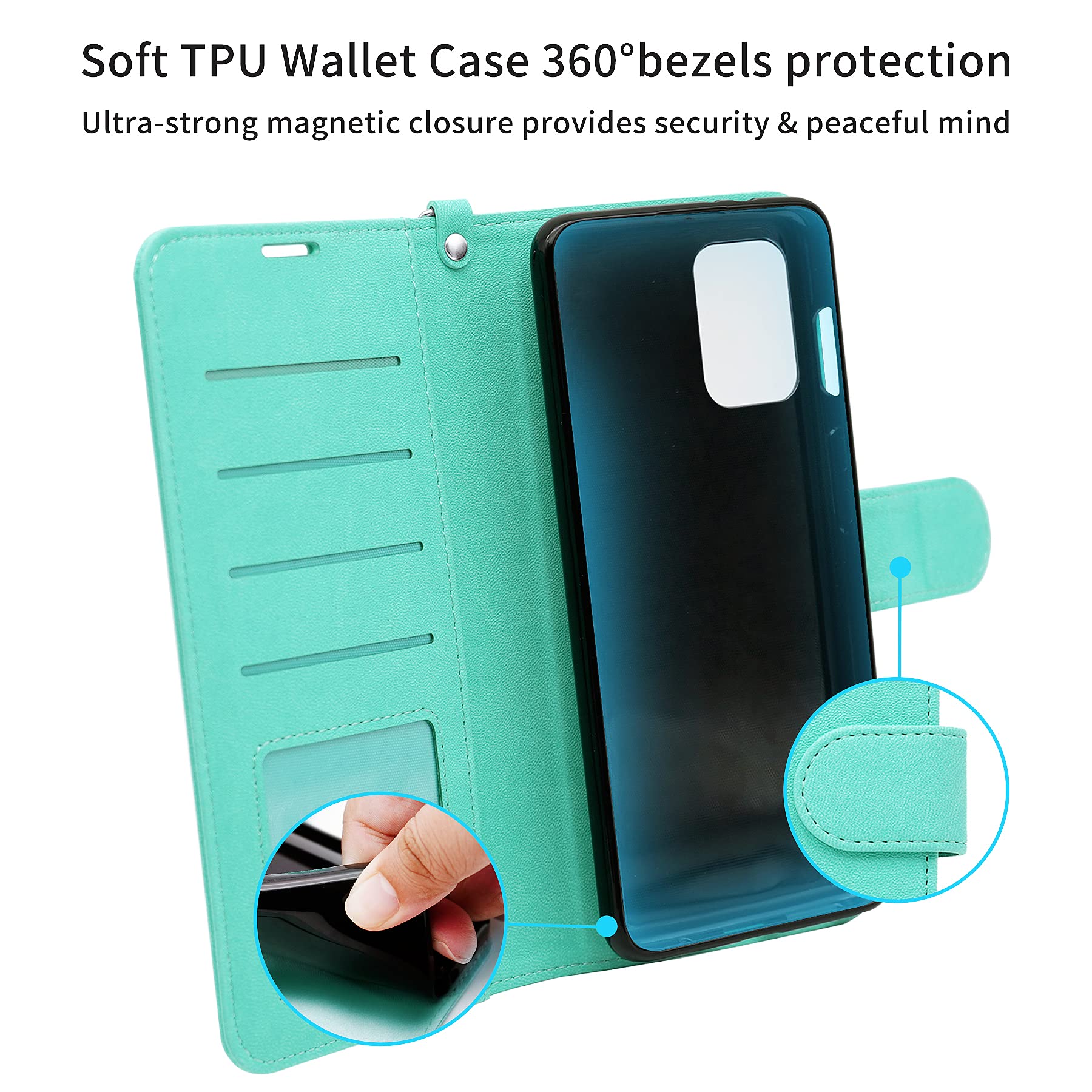 Premium PU Leather OnePlus 9 Pro 5G Wallet Case with Kickstand & RFID Blocking - Double Layer Protection, Green | Slim Flip Folio Cover for Daily Use, Business Travel & Secure Contactless Payments