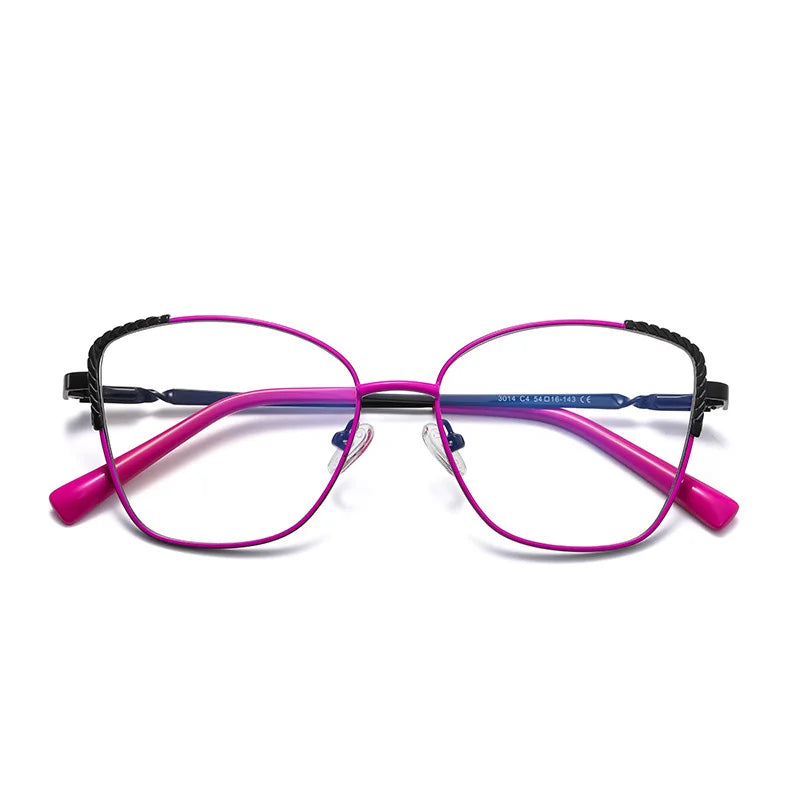 Brightzone Women's Full Rim Square Cat Eye Eyeglasses 73114 - Stylish Alloy Frame for Work, Reading & Fashion Accessories