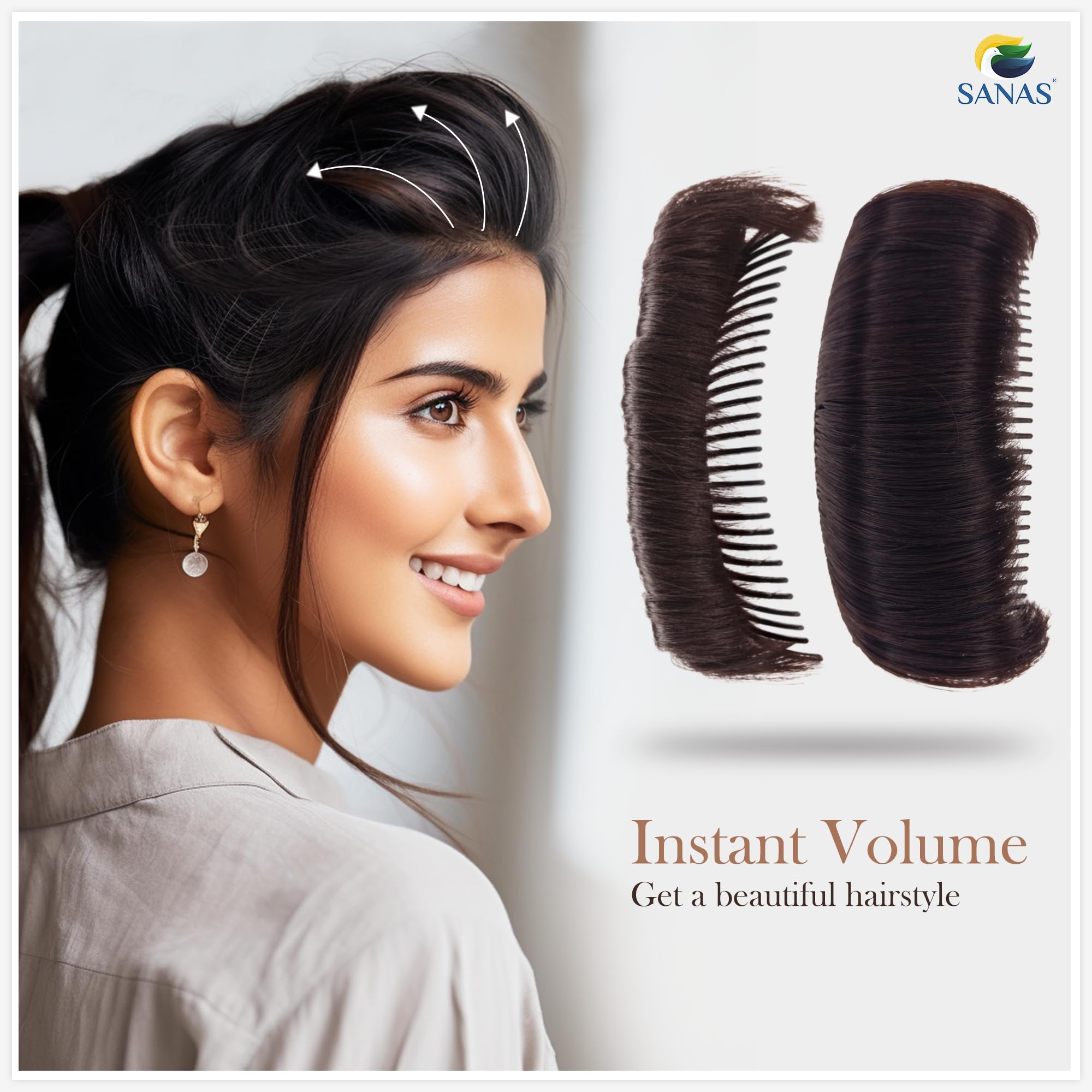 Sanas Hair Puff Clips for Women - 1PC Brown Hair Bun Maker & Styling Accessories for Updos, Wedding Hairstyles, Juda Bun & Everyday Use