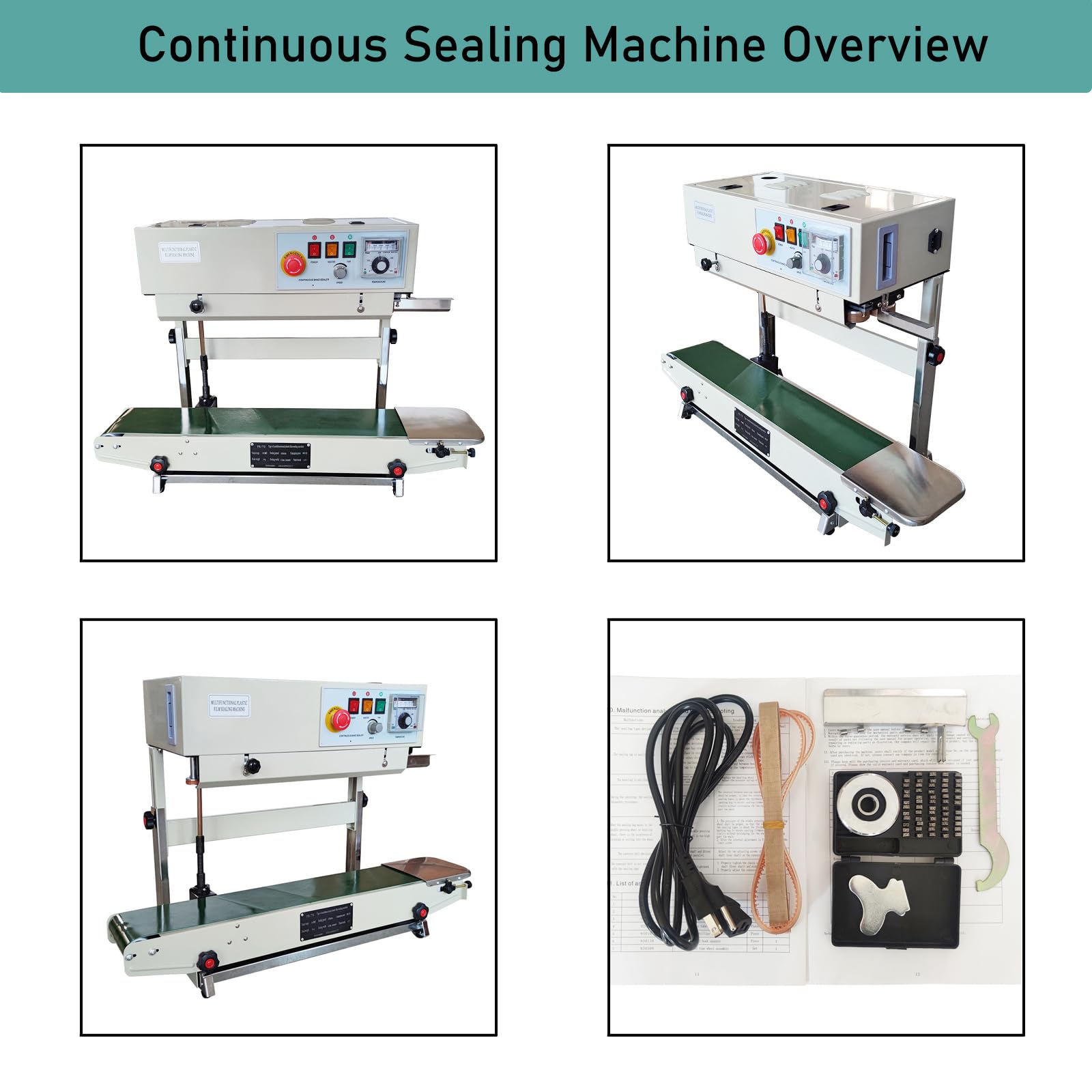 INTSUPERMAI FR-770 Vertical Continuous Sealer - Automatic Band Sealing Machine for PVC, Aluminum Foil & Plastic Food Packaging | Ideal for Restaurants, Catering & Food Production Businesses