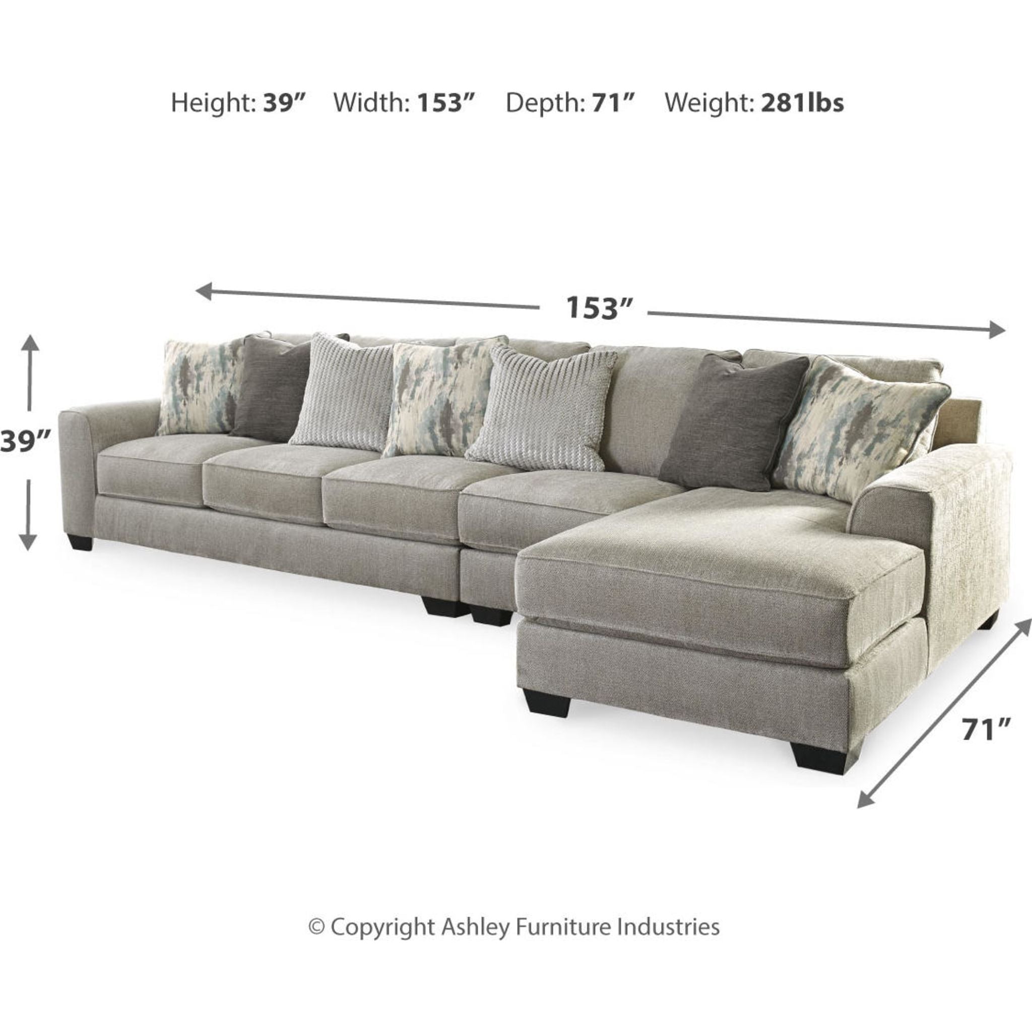 Ardsley 3-Piece Sectional Sofa with Chaise Lounge - Modern Living Room Furniture for Small Spaces & Family Gatherings