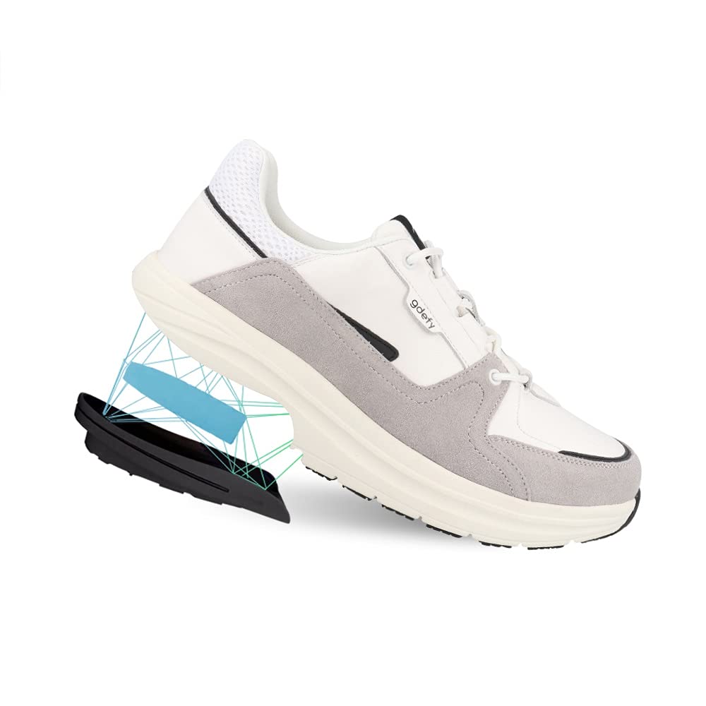 Gravity Defyer Men's G-Defy Pelekxon Leather Athletic Shoes - VersoShock Technology for Pain Relief & Comfort - Ideal for Walking, Running & Everyday Wear