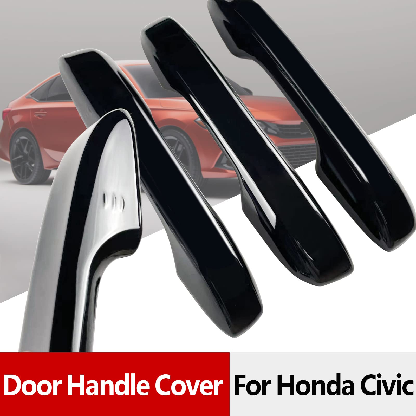 Premium Glossy Black Door Handle Covers Trim for Honda Civic 2022-2025, Accord/CR-V/HR-V 2023-2025 - Smart Auto Lock Compatible Car Accessories | Enhance Vehicle Style & Protection from Scratches