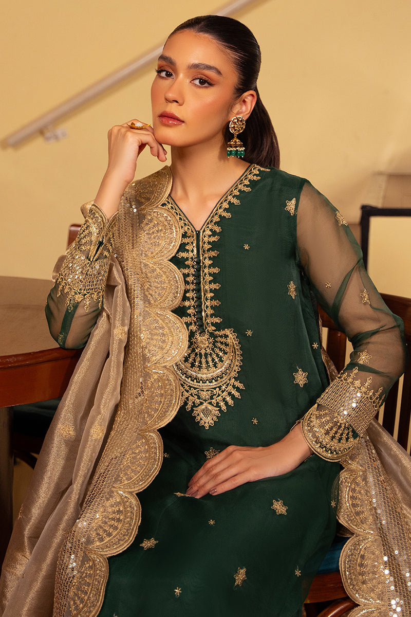 JADE RADIANCE 2-Piece Set (Embroidered Cotton Shirt & Dupatta Scarf) - Elegant Indian Ethnic Wear for Women, Perfect for Weddings, Festivals & Special Occasions