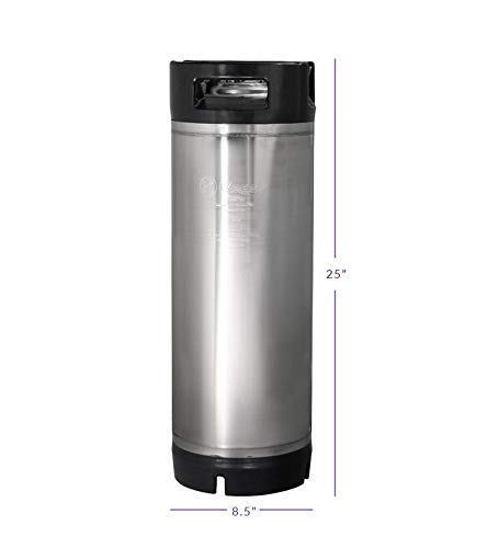 Kegco 2X-KM5G-RBT 5 Gallon Ball Lock Keg with Rubber Handle - Set of 2 Homebrew Beer Kegs for Home Brewing, Craft Beer Storage & Draft Beer Dispensing