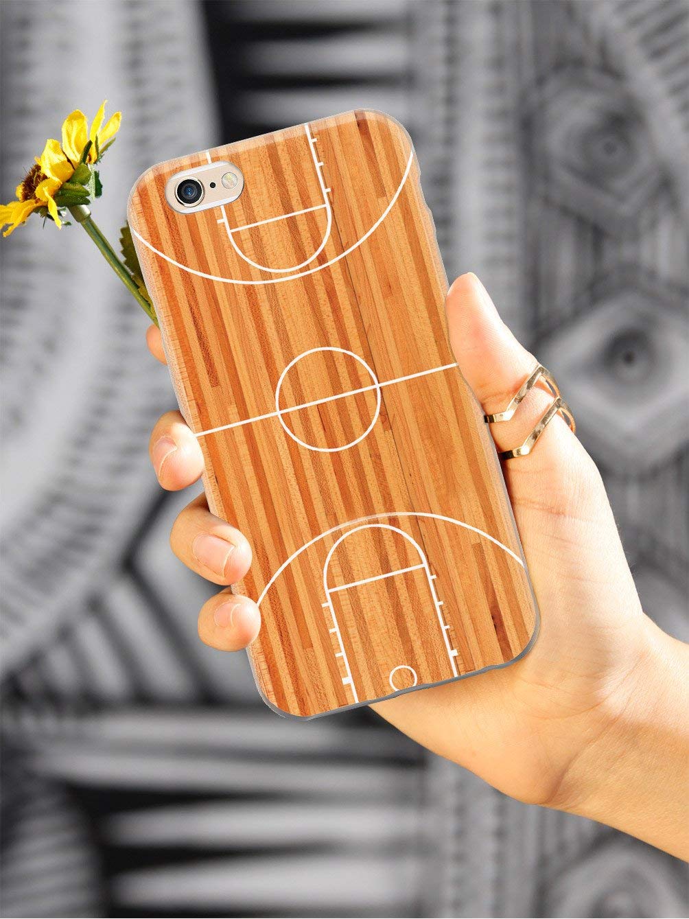Premium 3D Textured Protective Phone Case for Apple iPhone 8 Plus - Inspired Basketball Court Wood Floor Design - Shockproof & Slim Fit - Perfect for Sports, Work & Everyday Use