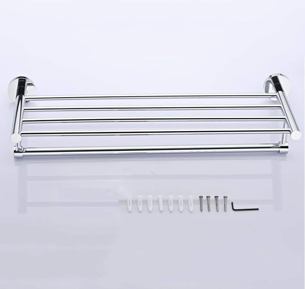Premium Brass Wall-Mounted Bathroom Towel Rack - Chrome Plated 25x8.3 Inch (63.5x21.2cm) Space-Saving Storage Solution for Bathrooms, Spas & Luxury Hotels