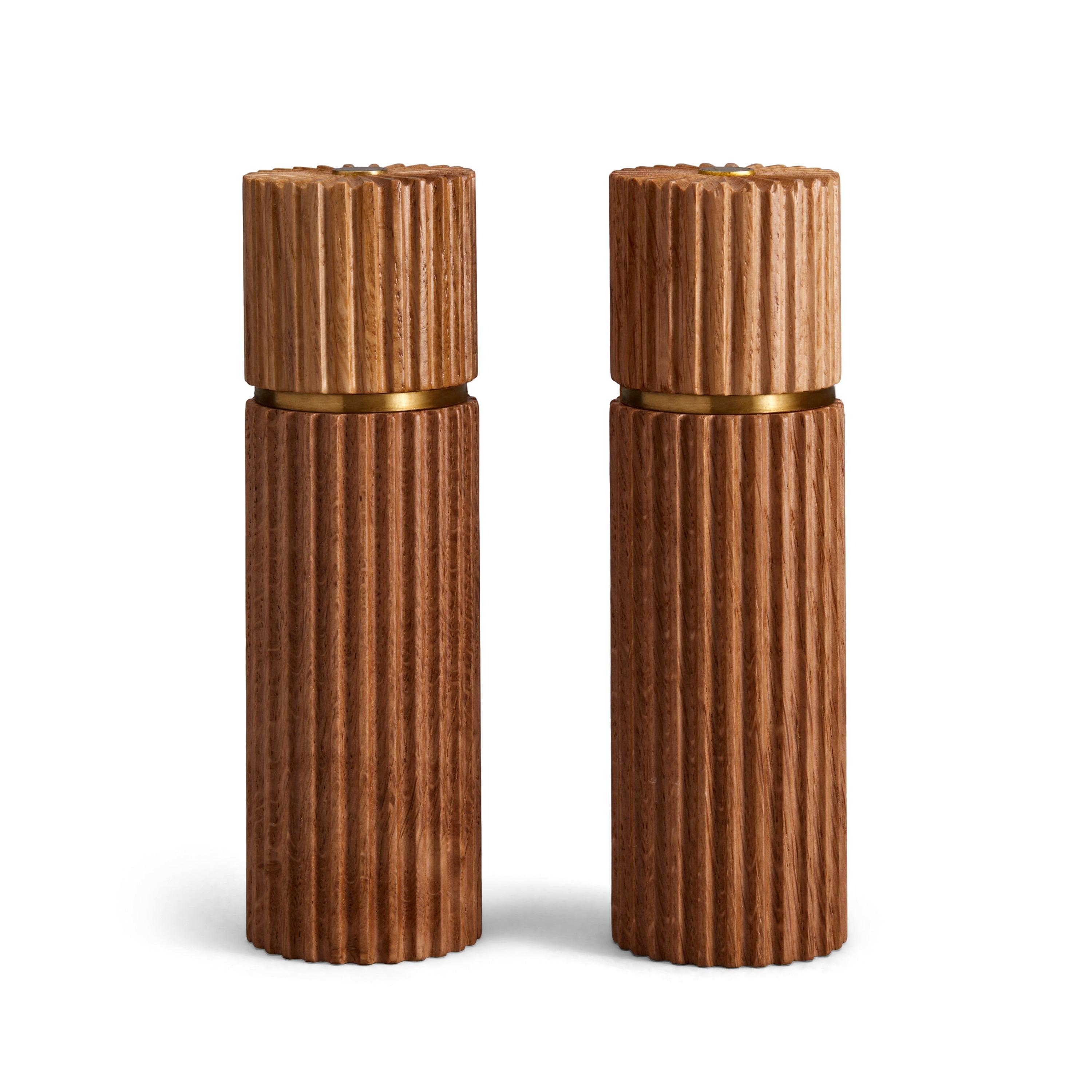 Premium Ionic Salt and Pepper Grinder Set - Natural Oak Wood (2-Piece) for Gourmet Cooking & Dining Table Elegance