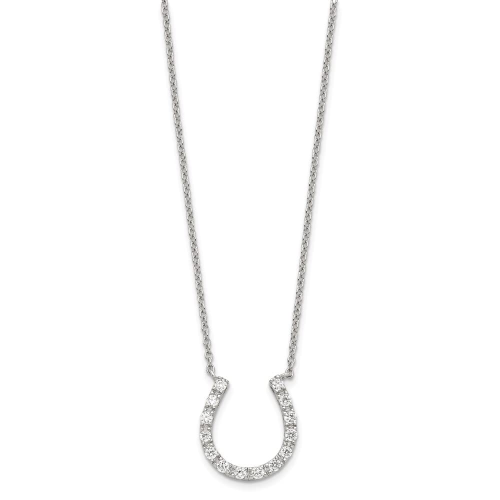 925 Sterling Silver Cubic Zirconia Horseshoe Necklace for Women - Elegant Fine Jewelry Gift for Her, 16