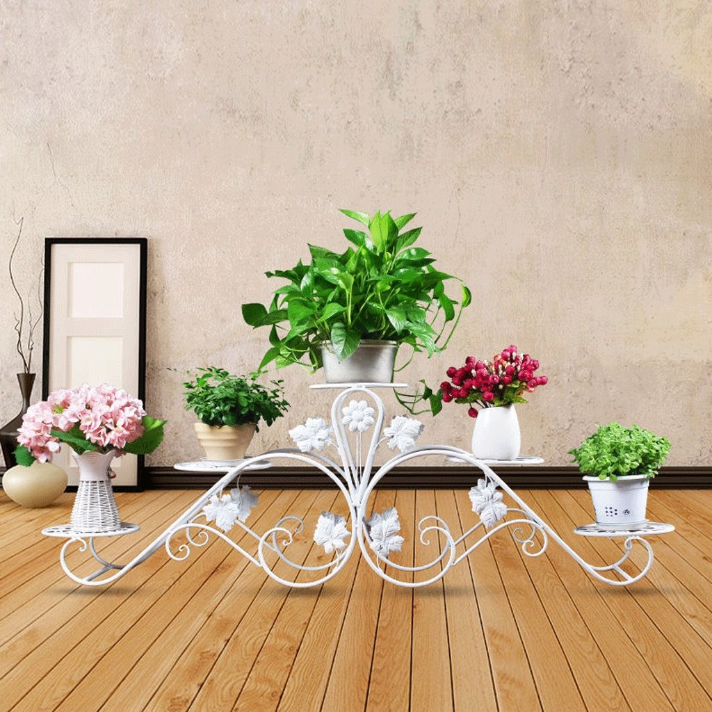 European-Style Flower Frame Iron Balcony Planter - Multi-Tier Modern Floor Pots for Living Room, Garden & Patio - Elegant White Home Decor (Perfect for Indoor/Outdoor Plant Display)