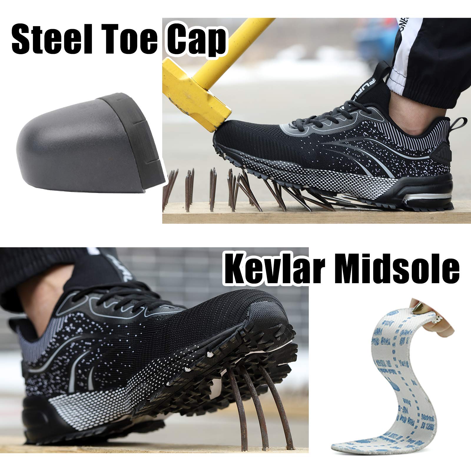 **Steel Toe Shoes for Men & Women - Lightweight Safety Work Sneakers with Comfortable Steel Toe for Warehouse & Industrial Use | Durable & OSHA Compliant for Construction, Factory & Outdoor Work**