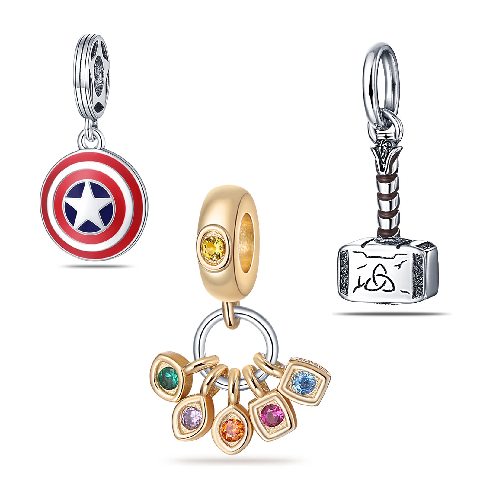 HappyStar 925 Sterling Silver Charms for Bracelets & Necklaces - Dangle Pendants Beads Jewelry Gift Set for Couples, Sisters & Best Friends (With Spacer Beads) | Perfect for Anniversary, Birthday & Valentine's Day Gifts