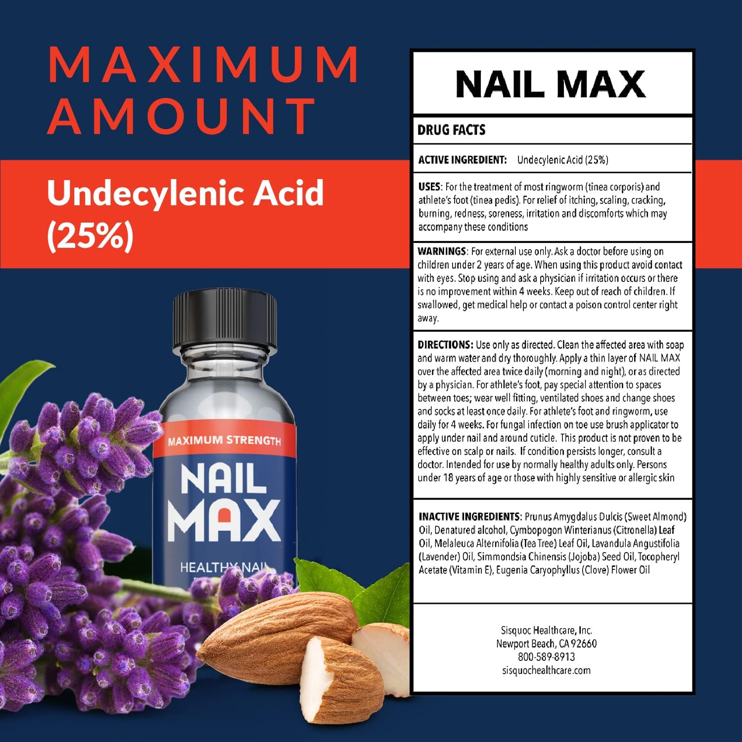 Nail Max Extra Strength Toenail & Finger Fungus Treatment - Fast-Acting Anti-Fungal Liquid Solution for Healthy Nail Growth - Safe for Adults & Kids (0.5 fl oz) - Perfect for Athletes, Swimmers & Pedicure Lovers