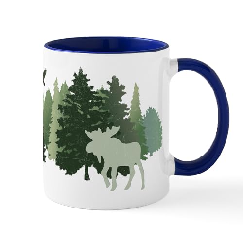 White/Navy Inside - Moose In The Forest Mugs