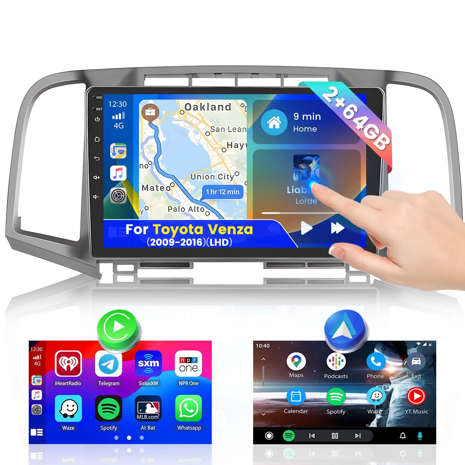 Roinvou 9 Inch Android 13 Car Stereo for Toyota Venza 2009-2016 - 2GB RAM 64GB ROM, Wireless CarPlay & Android Auto, IPS Touch Screen, Bluetooth, GPS, WiFi, Steering Wheel Control, HiFi Sound with AHD Backup Camera - Perfect for Commuting, Road Trips & Hands-Free Navigation