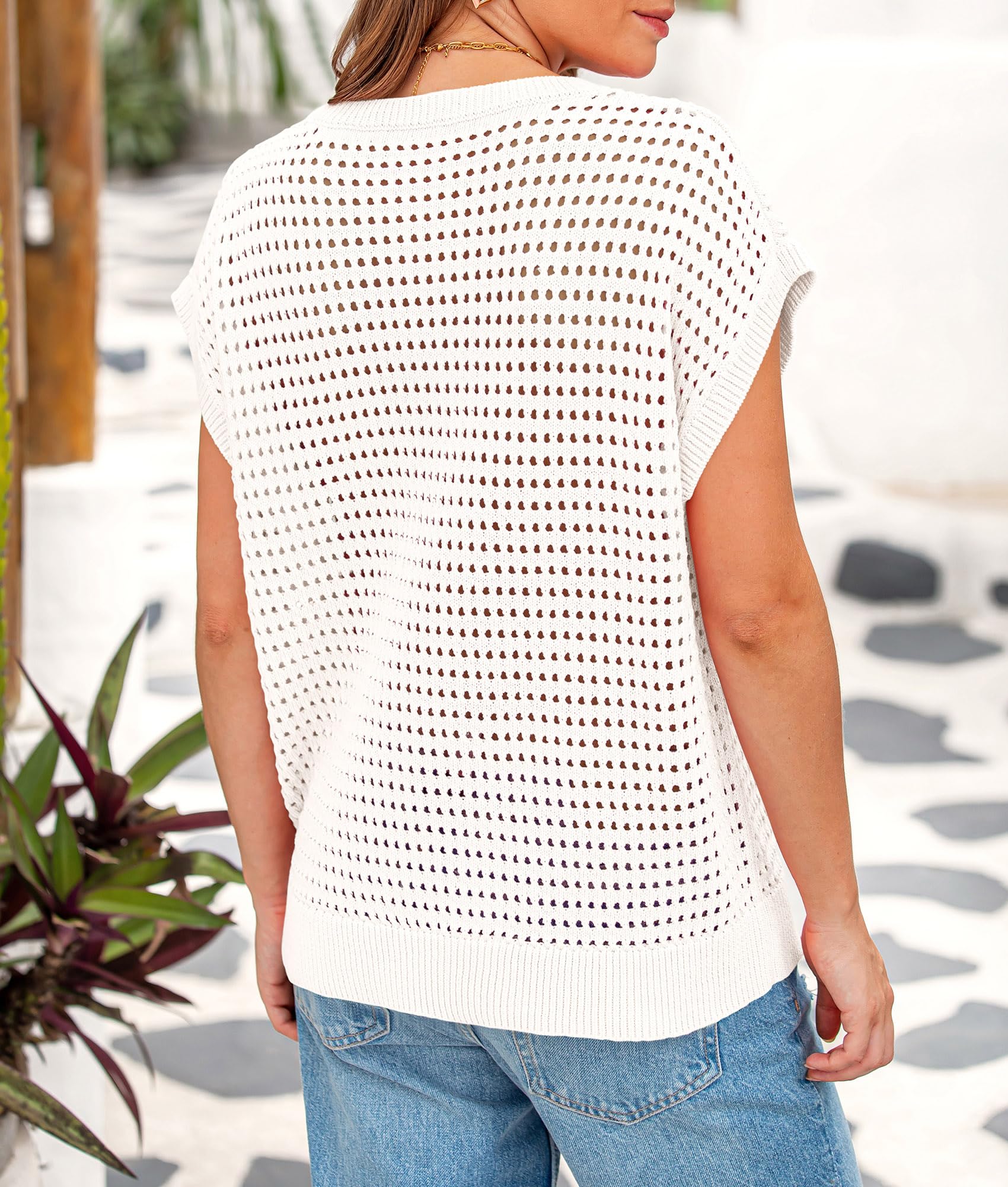 PRETTYGARDEN Women's Crochet Cap Sleeve Sweater Top - Spring Summer 2025 Fashion Crew Neck Pullover Shirt for Beach Cover Ups | Casual Outfit, Vacation Wear, Boho Style
