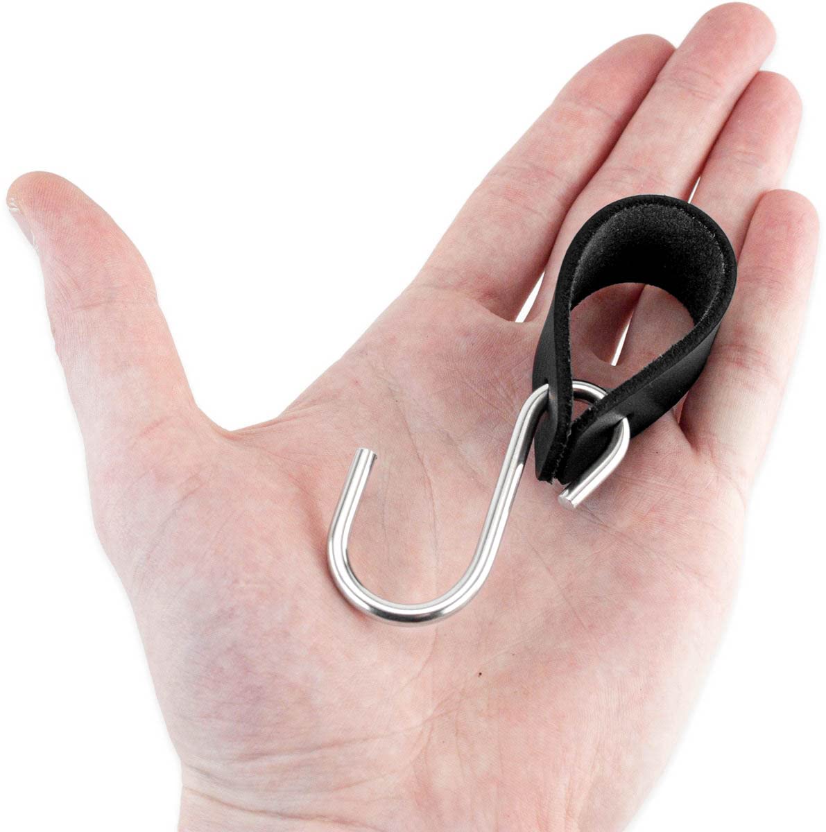 Brute Strength Multifunctional Leather S-Hooks - Heavy Duty Black S-Shaped Hooks for Coats, Kitchen, Garage & Home Organization (Set of 4) - Durable Leather Hanging Hooks for Wall, Door & Closet Storage