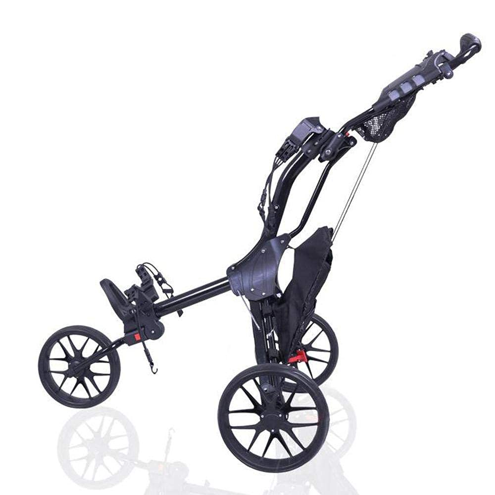 Premium Folding Golf Push Cart with Seat - Lightweight, Easy Storage Golf Trolley Holder with Waterproof Scoreboard & Luggage Carrier - Perfect for Golf Courses, Tournaments & Travel