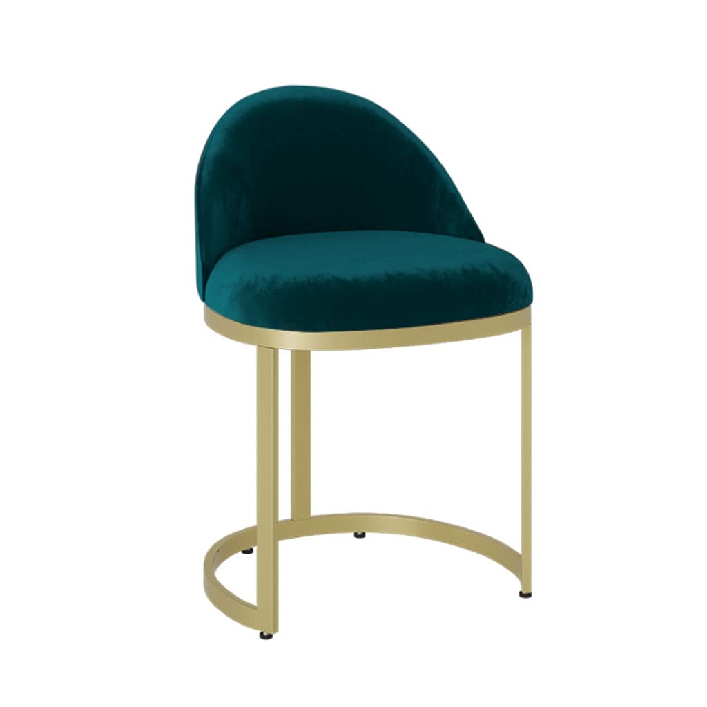 Modern Vanity Chair with Back - Wrought Iron Makeup Stool for Bedroom, Dressing Room & Office - 330lb Weight Capacity - Green - Perfect for Makeup, Dressing & Home Office Decor