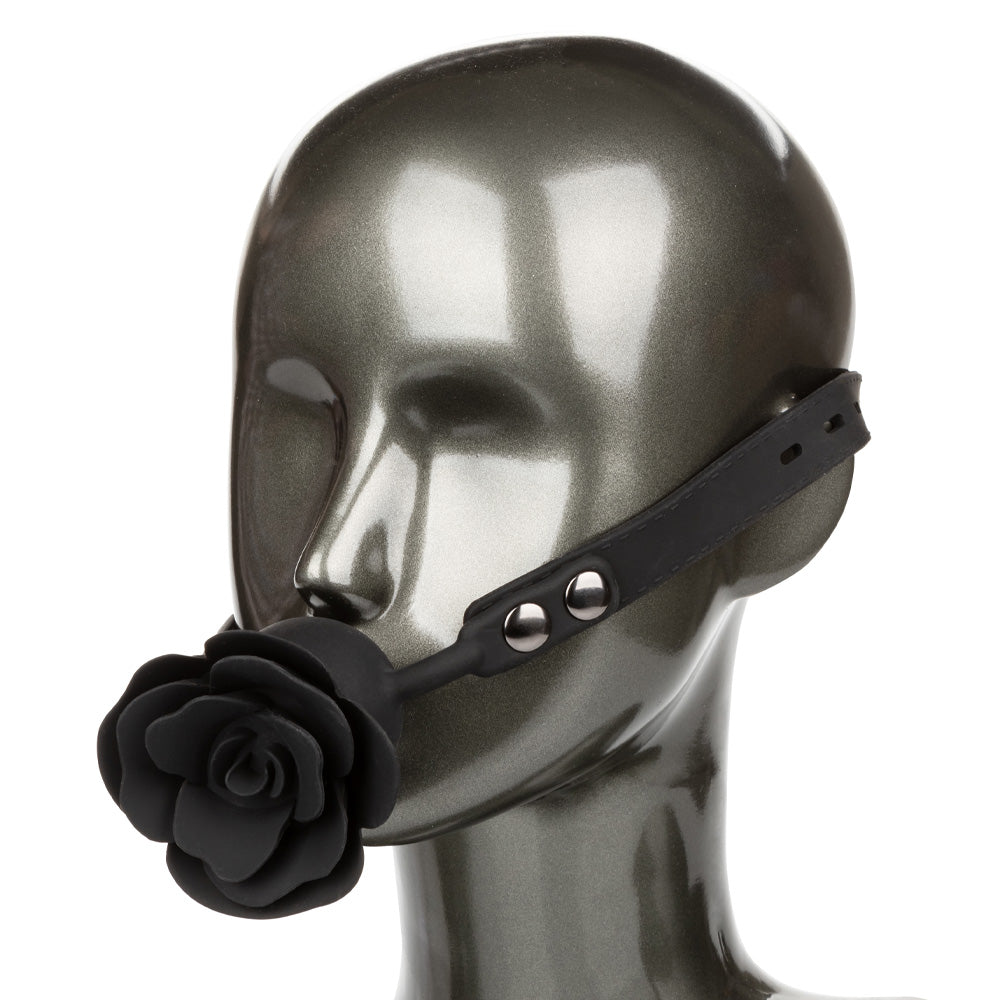Lockable Silicone Ball Gag with Removable Rose - BDSM Restraint for Adults, Breathable Mouth Gag for Role Play, Bondage & Sensory Deprivation - Perfect for Couples Play & BDSM Accessories