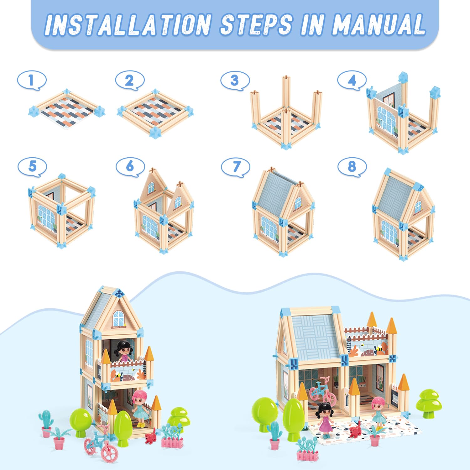 Dollox 233-Piece Princess Castle Building Blocks Set - Creative DIY 3D Construction Toy for Kids Ages 5-8 | Montessori Educational STEM Gift for Girls & Boys | Perfect for Birthday, Christmas & Indoor Playtime