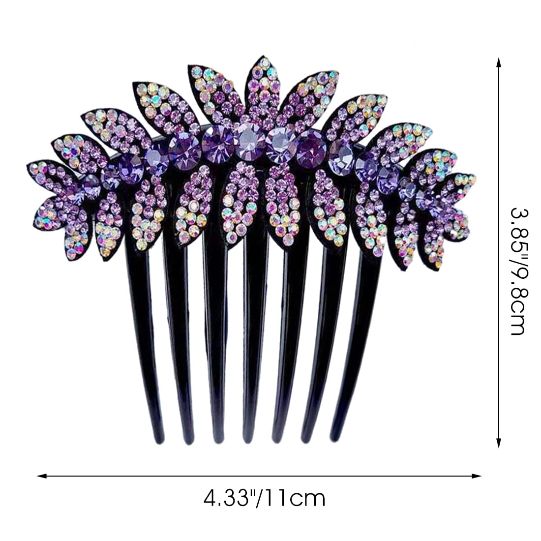 PALAY® Purple Leaf Hair Clips for Women - Crystal Flower Hair Comb Pins, Sliding Barrettes for Girls & Bridal Hair Accessories (Purple) - Perfect for Weddings, Parties & Everyday Styling
