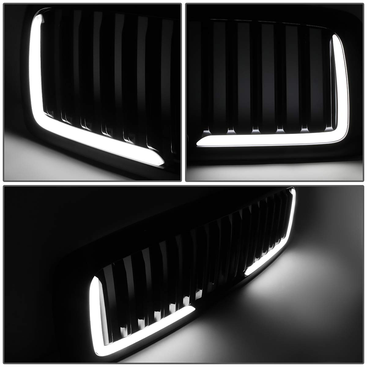 Auto Dynasty Vertical Matte Front Bumper Hood Grille with LED DRL for Dodge Ram 1500/2500/3500 (2002-2005) - Off-Road & Street Style Upgrade