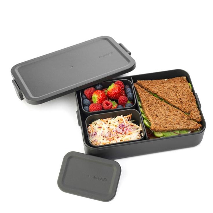 2L Dark Grey Bento Lunch Box for Adults & Kids - Perfect for Office, School, Picnics & Meal Prep