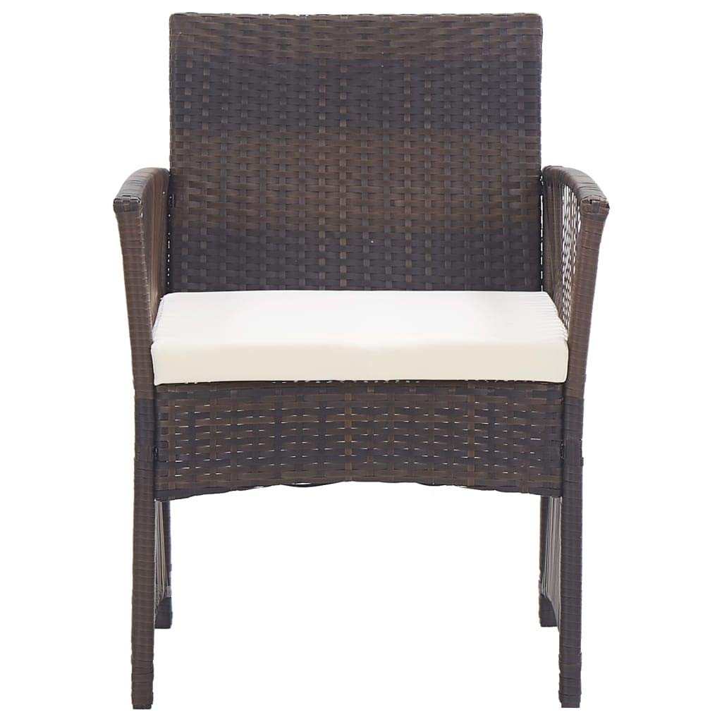 SKM 2-Piece Brown Poly Rattan Patio Armchairs with Cushions - Outdoor Garden, Poolside, and Balcony Furniture Set for Relaxing