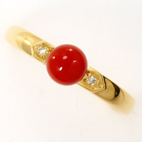 18K Yellow Gold Coral Diamond Ring for Women - Elegant Handmade Jewelry for Weddings, Anniversaries & Special Occasions
