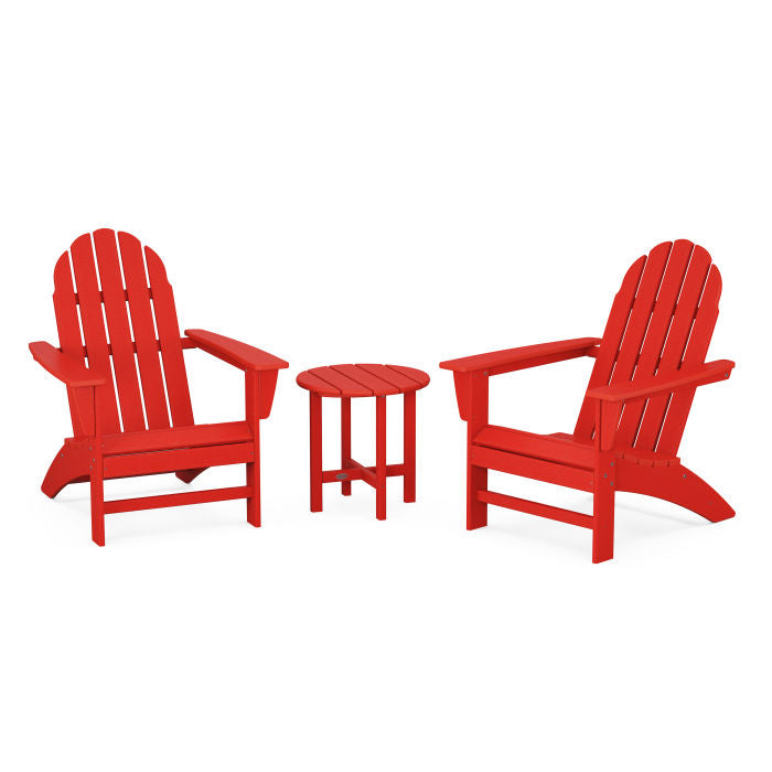 POLYWOOD Vineyard 3-Piece Adirondack Chair Set - Outdoor Patio Furniture for Garden, Poolside & Backyard Relaxation