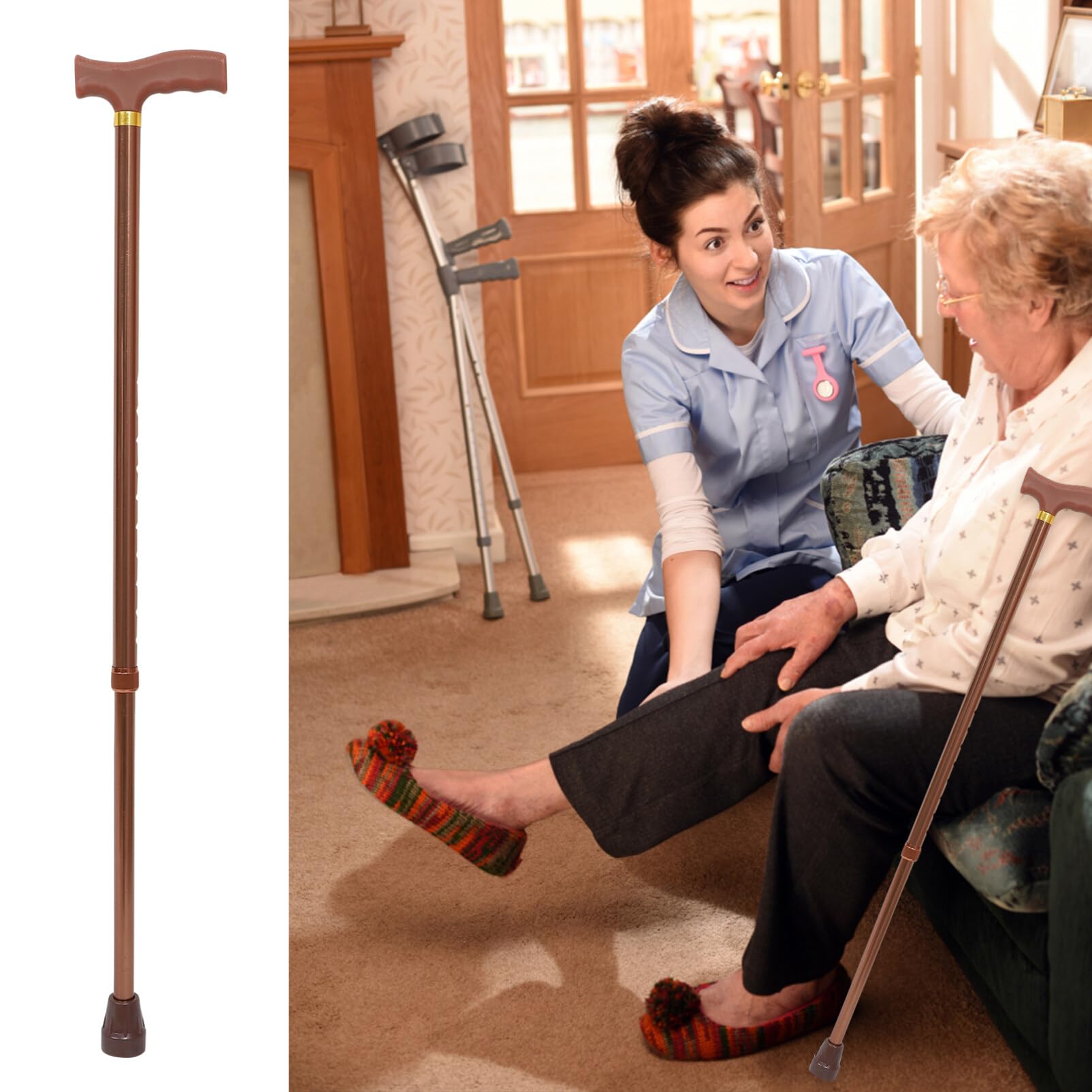 Healifty Adjustable Height Walking Cane for Women & Men - Comfortable T-Handle Cane for Seniors with Anti-Slip Rubber Tip - Ideal for Elderly Support, Injury Recovery & Daily Mobility Assistance