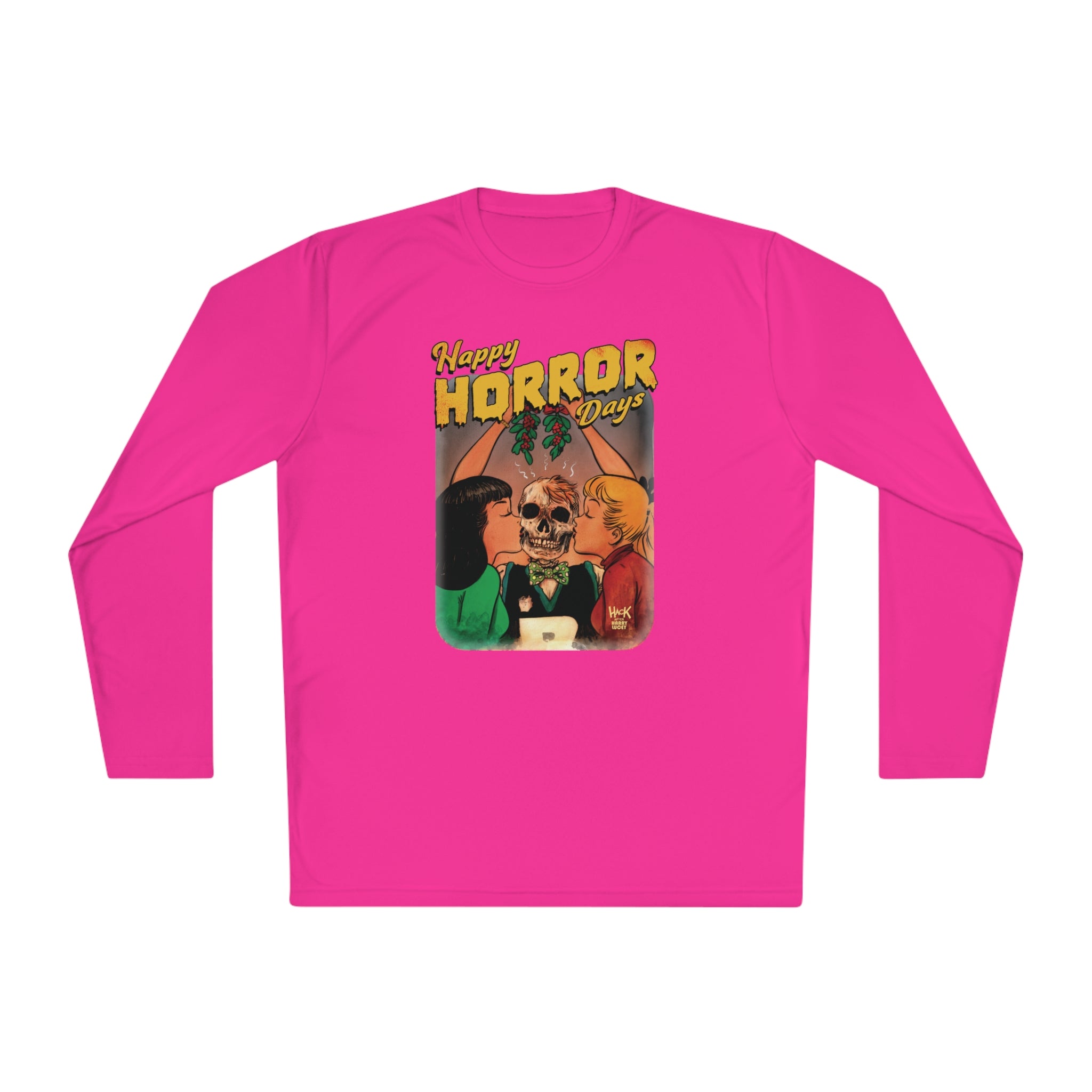 Happy Horror Days Love Triangle Graphic Tee - Unisex Lightweight Long Sleeve T-Shirt with Archie, Betty & Veronica Design | Perfect for Halloween, Cosplay & Riverdale Fans