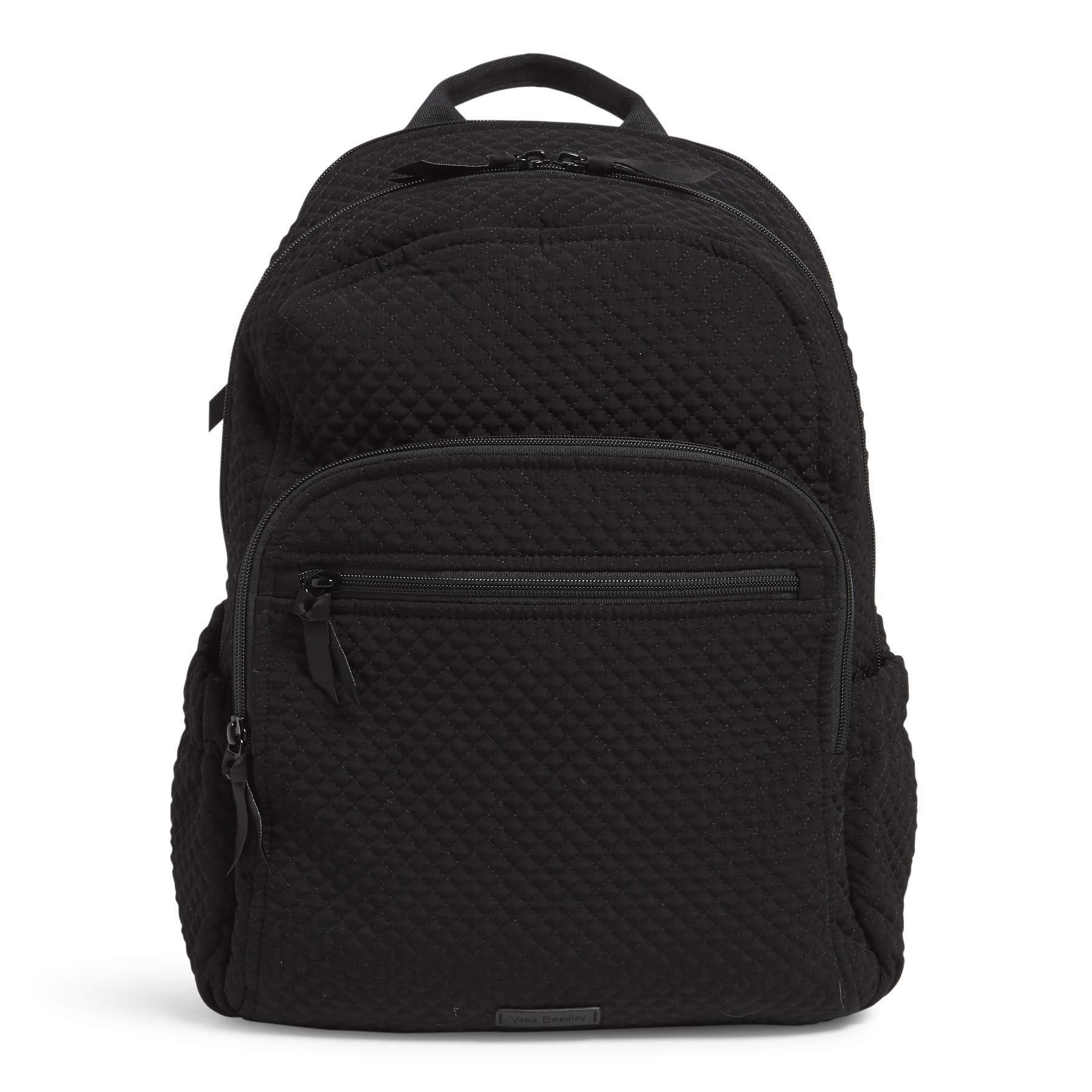 Vera Bradley Women's Microfiber Campus Backpack - Lightweight College Backpack for School, Travel & Work - Classic Black One Size - Perfect for Students, Commuters & Professionals