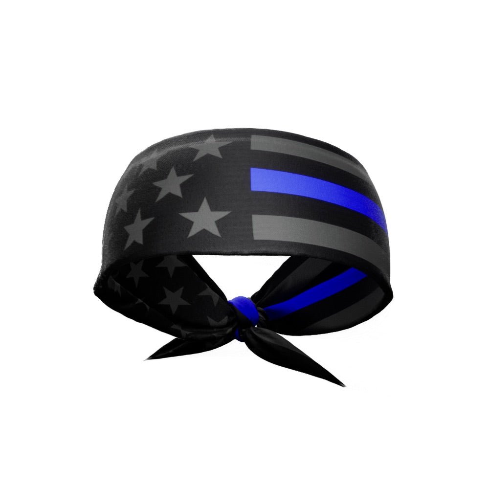 Thin Blue Line Tie Headband - Adjustable Police Support Headband for Men & Women - Perfect for Workouts, Running, and Showing Law Enforcement Support