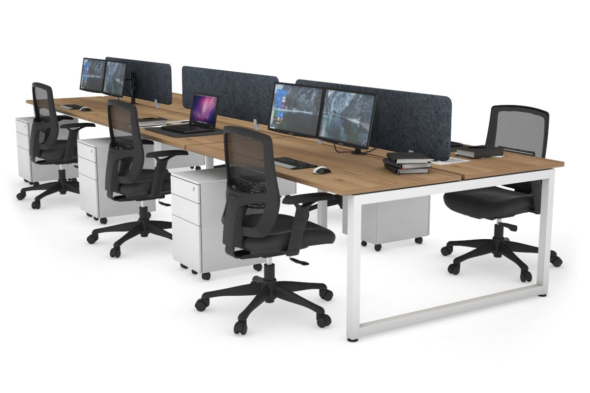 Quadro Loop Legs 6-Person Office Workstation Desk - 1400L x 700W Dimensions - Perfect for Collaborative Workspaces & Team Projects
