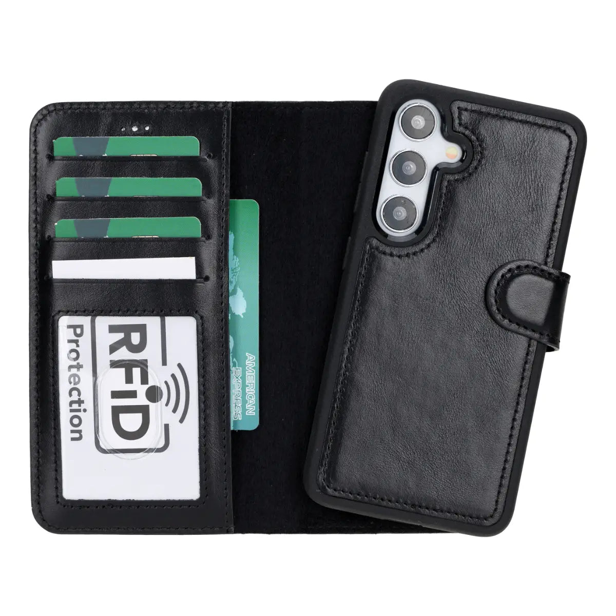 Premium Black Magnetic Leather Wallet Case for Samsung Galaxy S25 - Slim Protective Cover with Card Slots & Strong Magnet for Secure Hold | Perfect for Everyday Use, Travel & Business Meetings