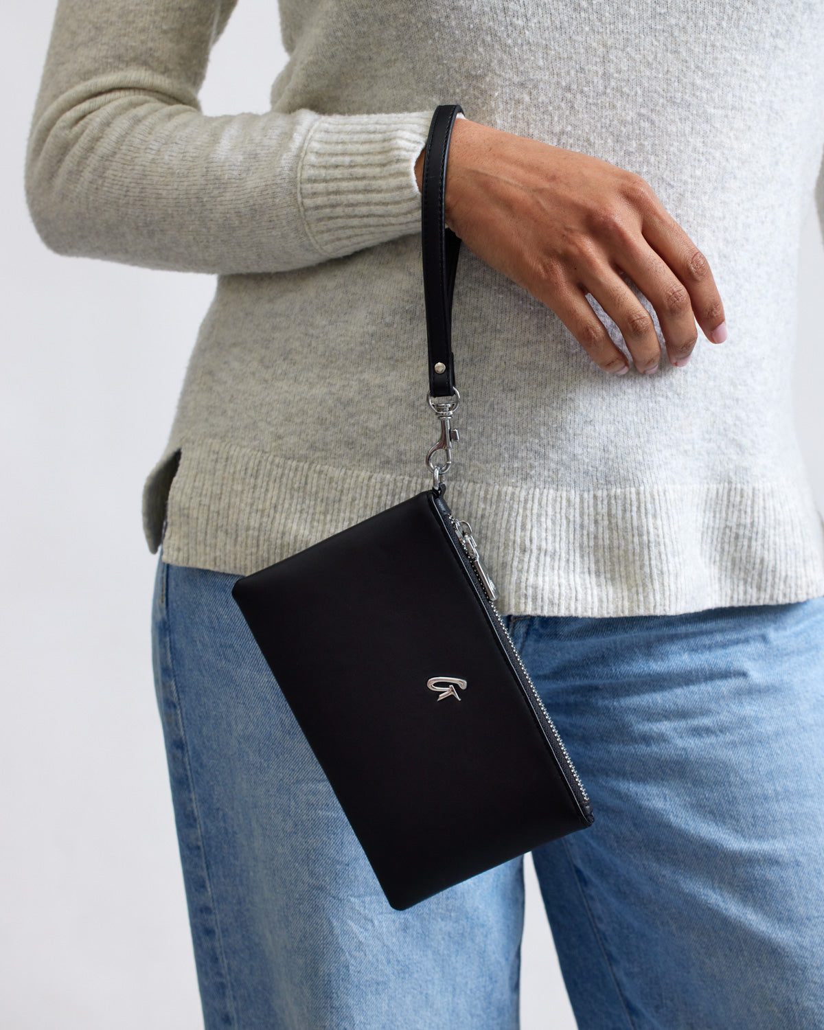 Mini Standard Silver Wristlet Handbag - Elegant Black Crossbody Purse for Women | Perfect for Parties, Date Nights & Evening Events