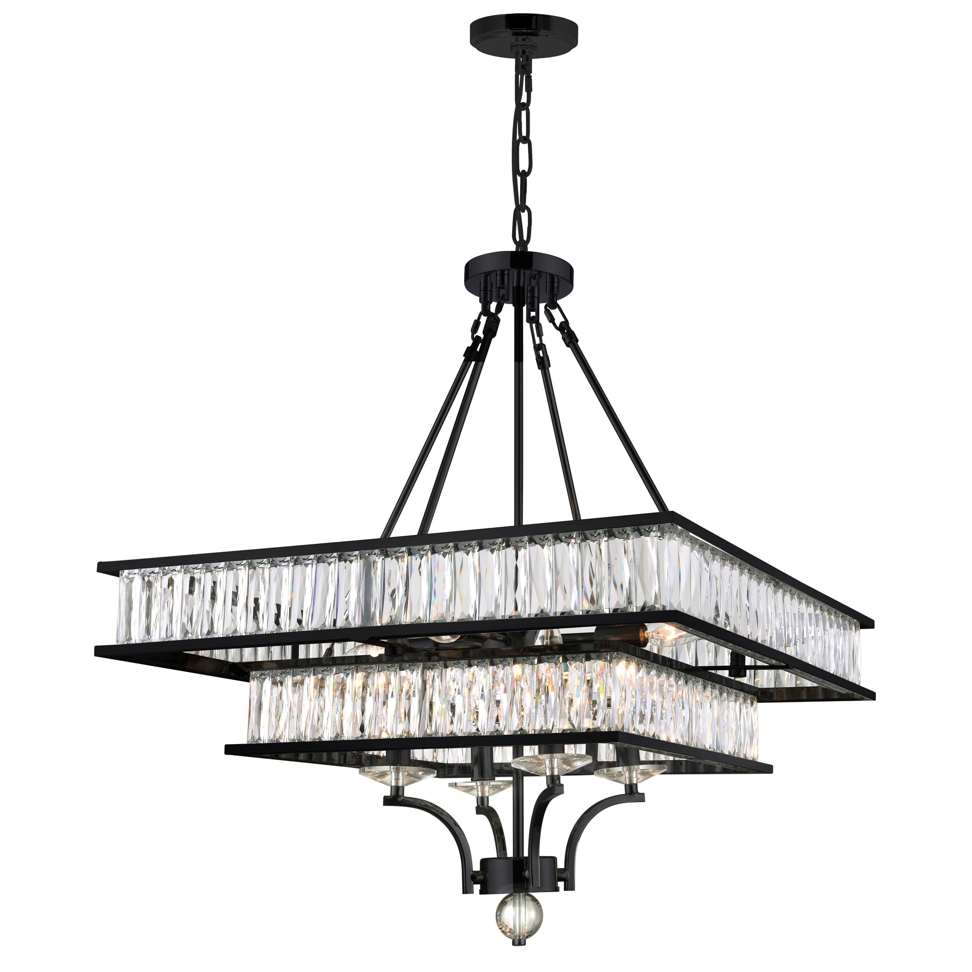 Shalia 8-Light Traditional Black Metal Chandelier - Elegant Dining Room Lighting Fixture for Home Decor & Farmhouse Style Interiors