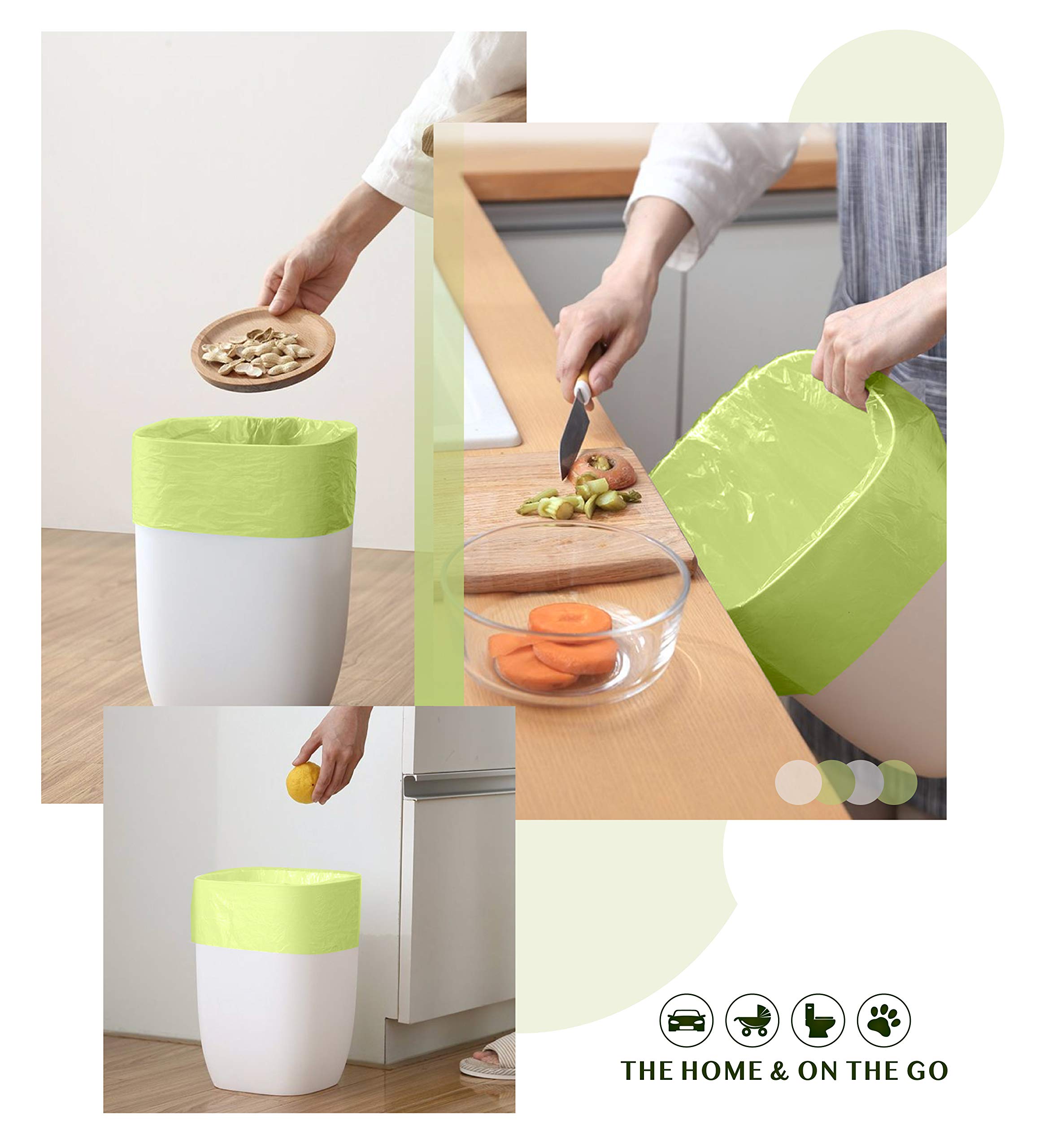 Eco-Friendly Compostable Trash Bags - FORID 1.2 Gallon (5 Liter) Small Kitchen Garbage Bags, 150 Count Strong Biodegradable Wastebasket Liners for Bathroom, Office & Home Use - Perfect for Countertop Bins & Mini Trash Cans (5 Rolls, Green)