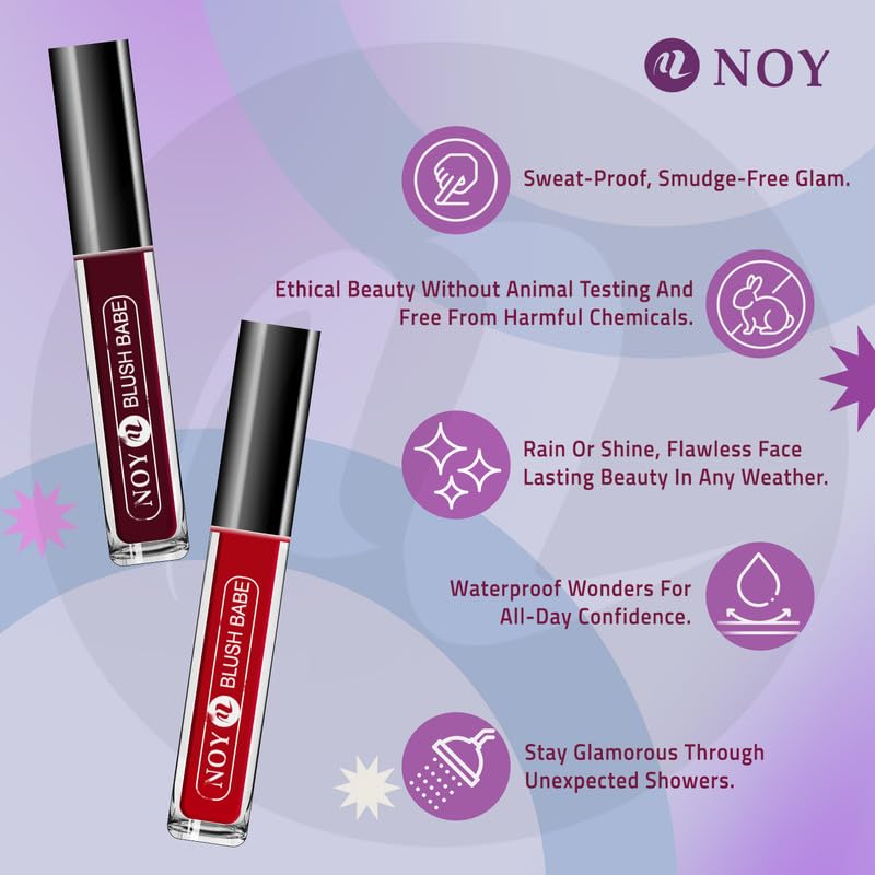 NOY Galactic Glam Waterproof Matte Liquid Lipstick Set of 4 - Long Lasting Vegan Lipstick in Wine, Pink, Coffee Wine & Purple Shades for Parties, Date Night & Special Occasions