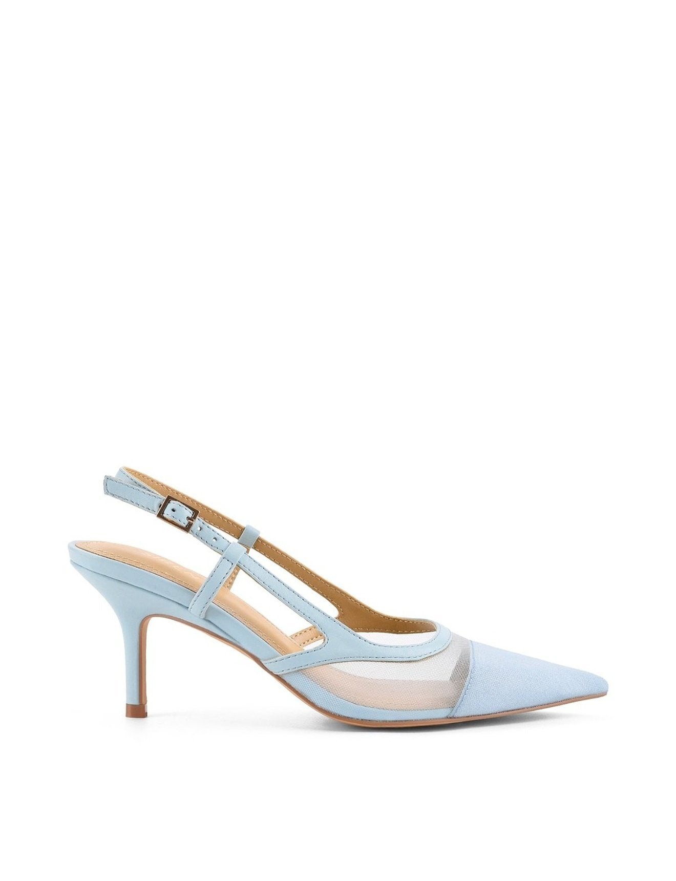 Elegant Sissy Pointed Toe Slingback Heels - Pale Blue Genuine Leather & Mesh Women's Dress Sandals for Weddings, Parties & Summer Outfits