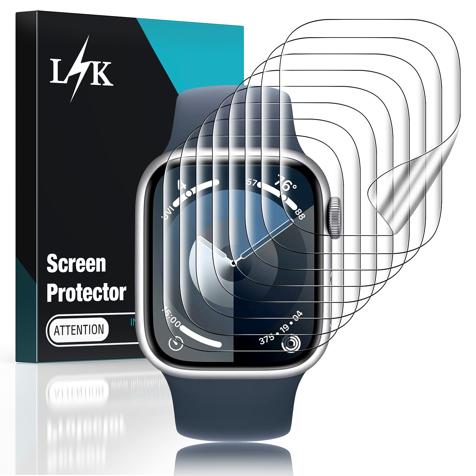 8-Pack Screen Protector for Apple Watch Series 9/8/7 45mm - HD Clear Bubble-Free TPU Film with Premium Protection - Soft Flexible Anti-Scratch Cover for iWatch 45mm S9 - Perfect for Workouts, Swimming & Daily Wear
