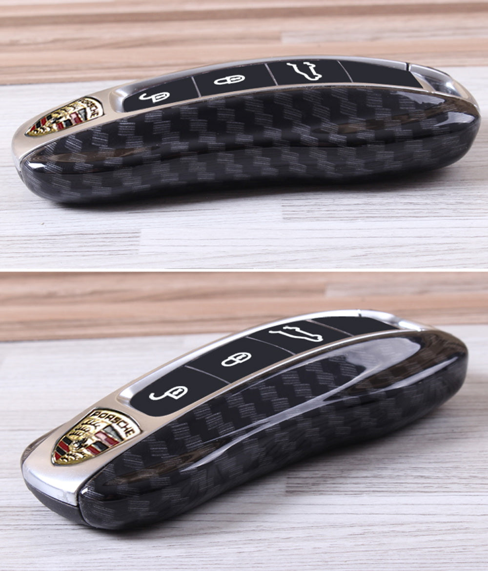 Carbon Fiber Key Fob Shell Cover Replacement for 2017+ Porsche Panamera & 2019+ Cayenne - Durable Protective Case for Car Keys (Perfect for Everyday Use & Luxury Vehicle Protection)