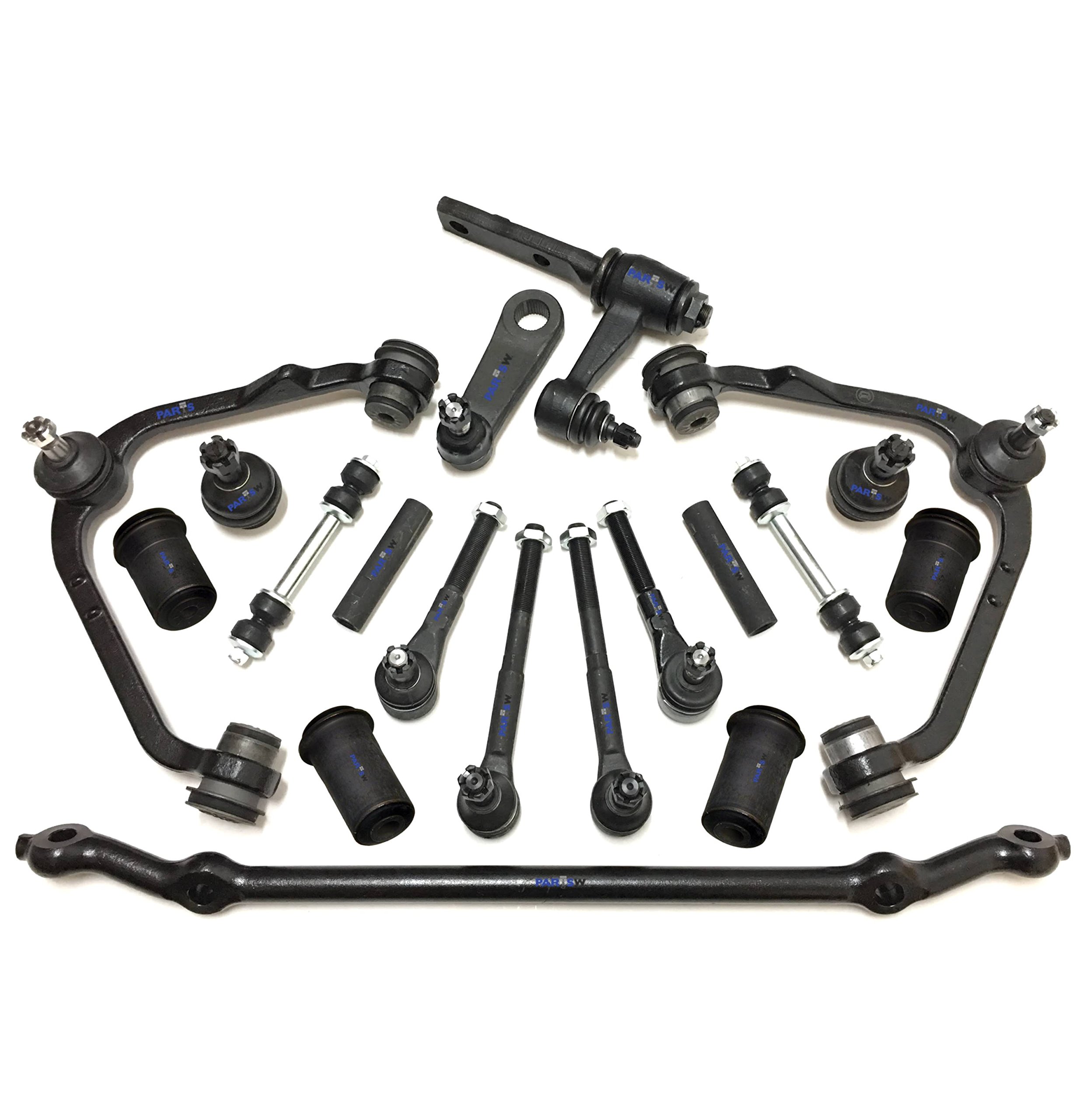 19-Piece Suspension Kit for Ford Expedition & F-150 (2004) - Control Arms, Pitman & Idler Arms, Tie Rod Ends (3.43