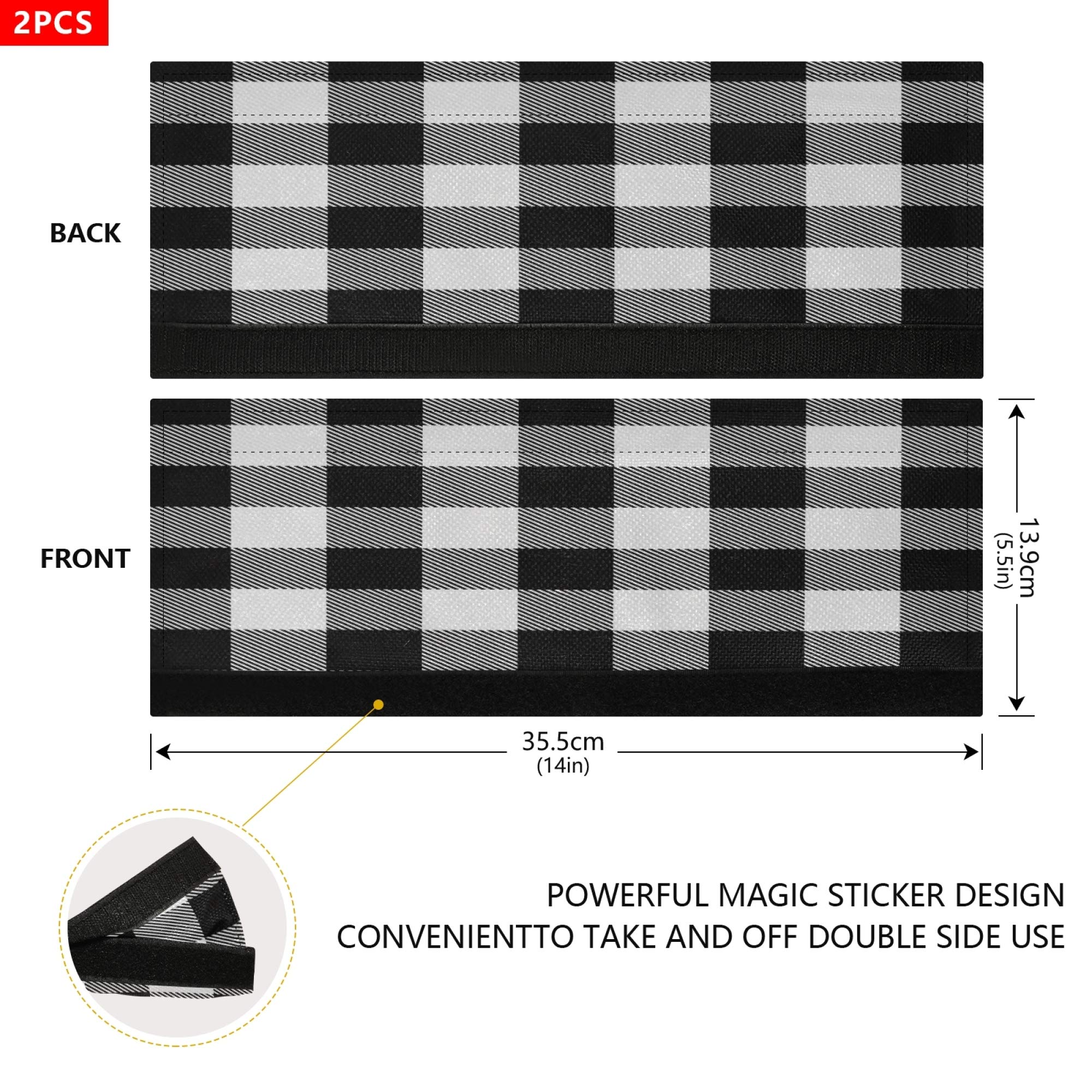 Black and White Plaid Refrigerator Door Handle Covers (2-Pack) – Dishwasher, Microwave & Cabinet Protectors – Soft Cloth Kitchen Appliance Covers for Cleaning & Decoration – Perfect for Modern Kitchens & Home Organization