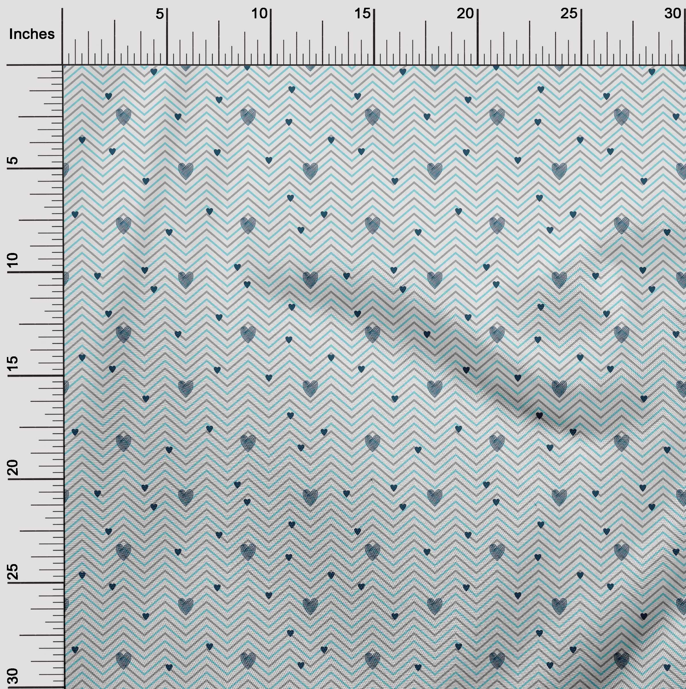 Premium Cotton Silk Blend Fabric - Blue Hearts Print, 42 Inch Wide for DIY Clothing & Sewing Projects | Perfect for Dresses, Quilts, and Home Decor
