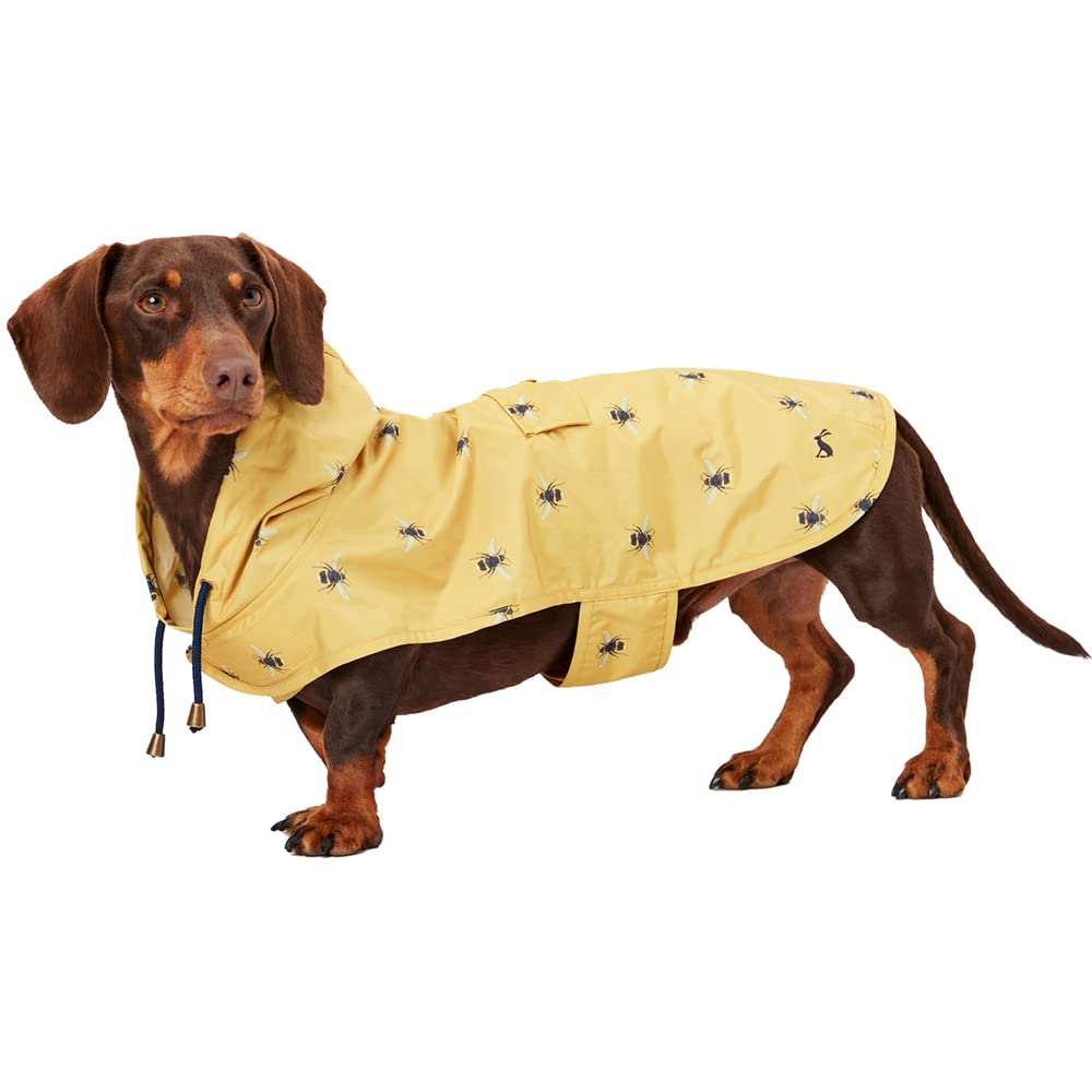 Rosewood x Joules Go Lightly Yellow Bee Print Packable Dog Jacket - Small Size, Washable, Lightweight & Water-Resistant Coat for Small Dogs - Perfect for Outdoor Walks, Park Visits & Travel Adventures